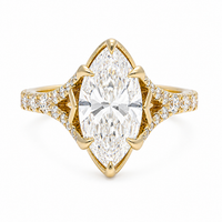 Thumbnail for 14K Yellow Gold Marquise Halo Engagement Ring 1.19 CTW CVD