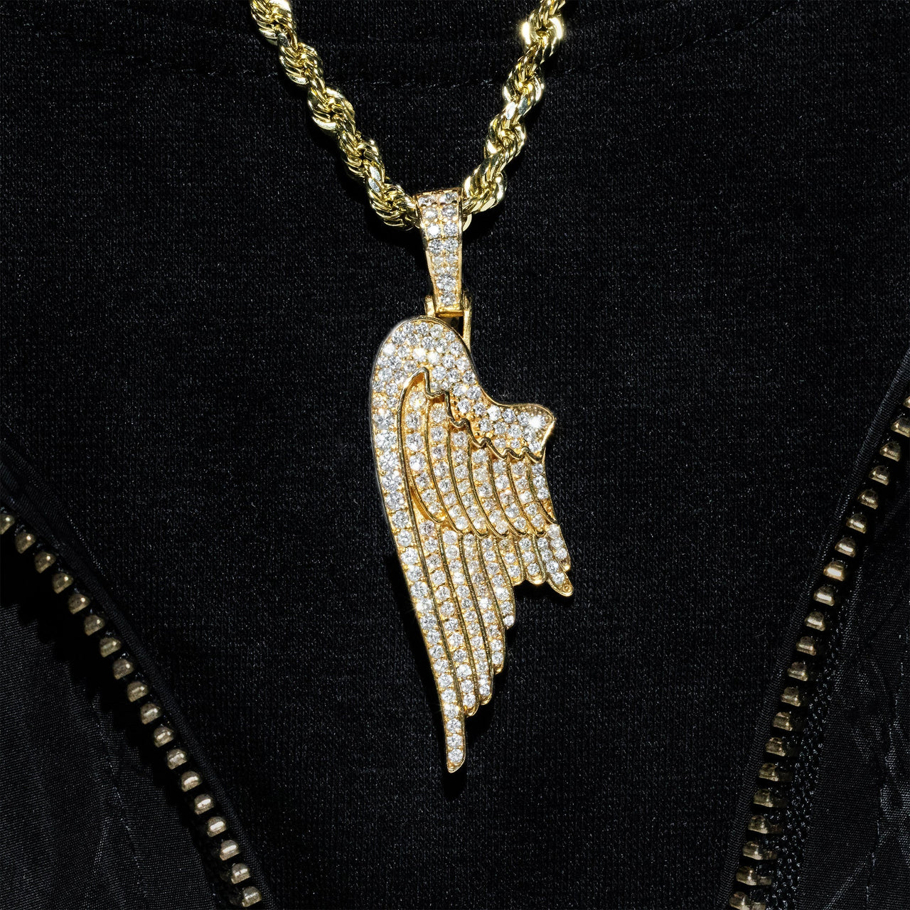 14K Angel Wing Pendant 1.90ctw