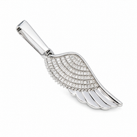 Thumbnail for 14K White Gold Baguette & Round Lab Diamond Angel Wing Pendant 2.8 Inch 1.99 Ctw