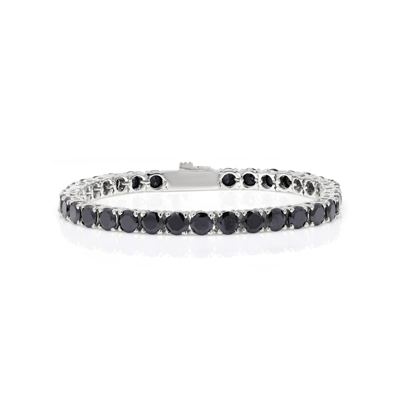 Sterling Silver Prong Black Onyx 5mm Tennis Bracelet