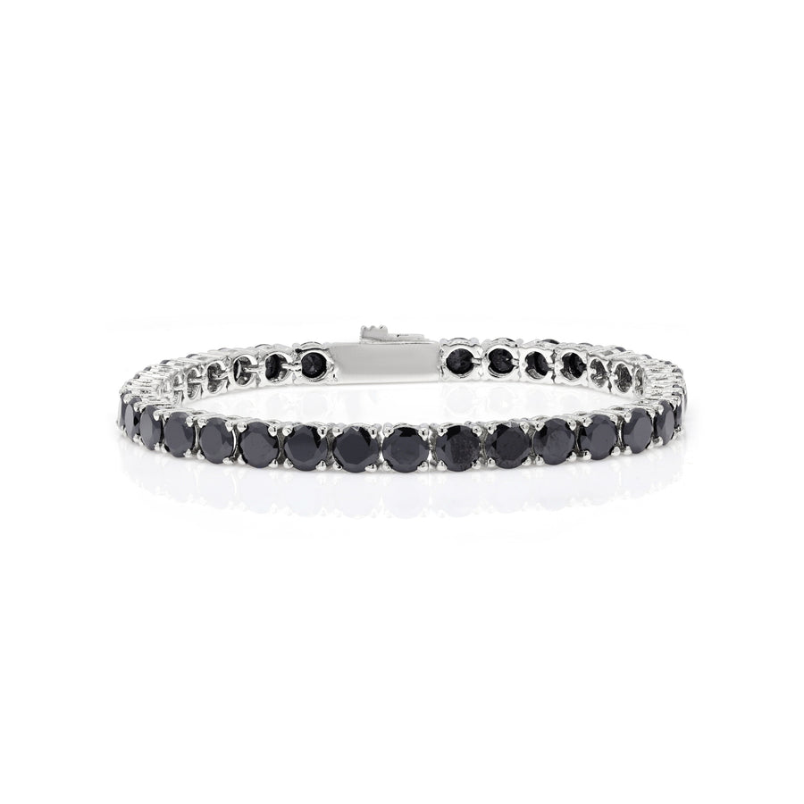Sterling Silver Prong Black Onyx 5mm Tennis Bracelet