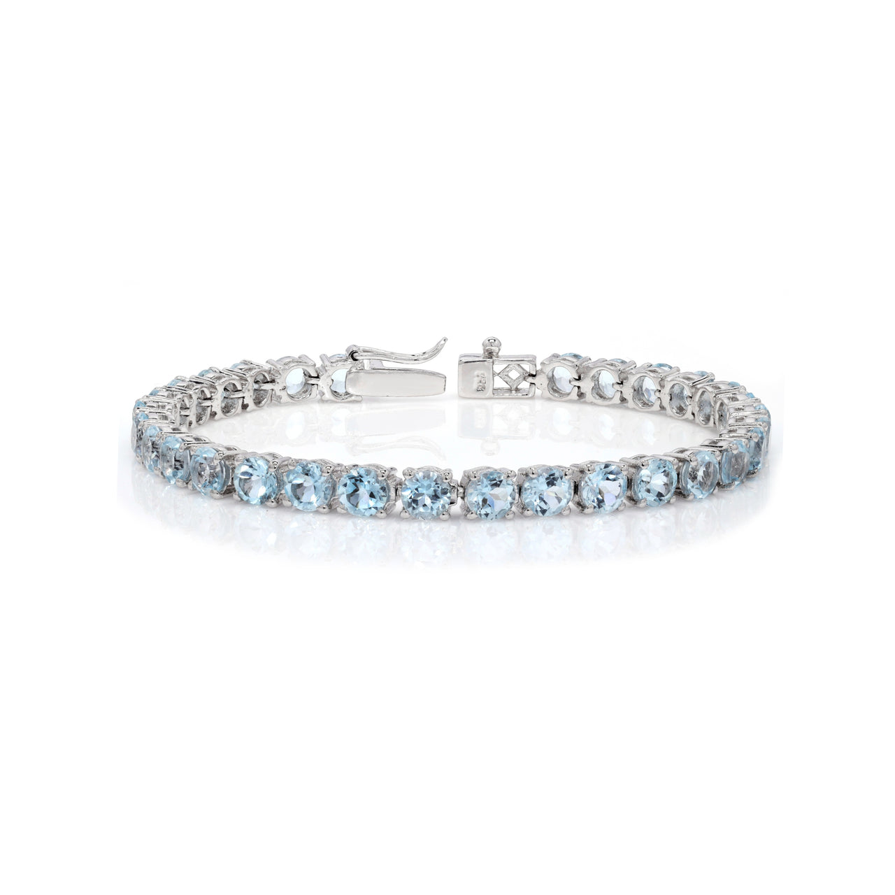 Sterling Silver Prong Blue Topaz 5mm Tennis Bracelet