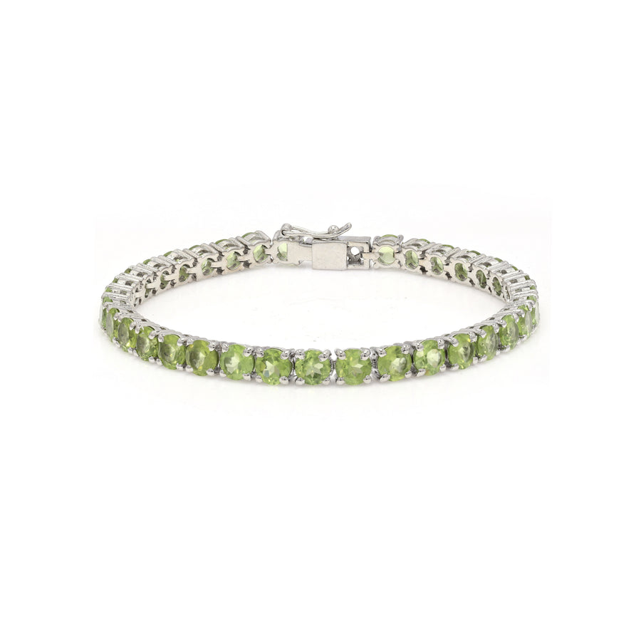 Sterling Silver Prong Peridot 5mm Tennis Bracelet