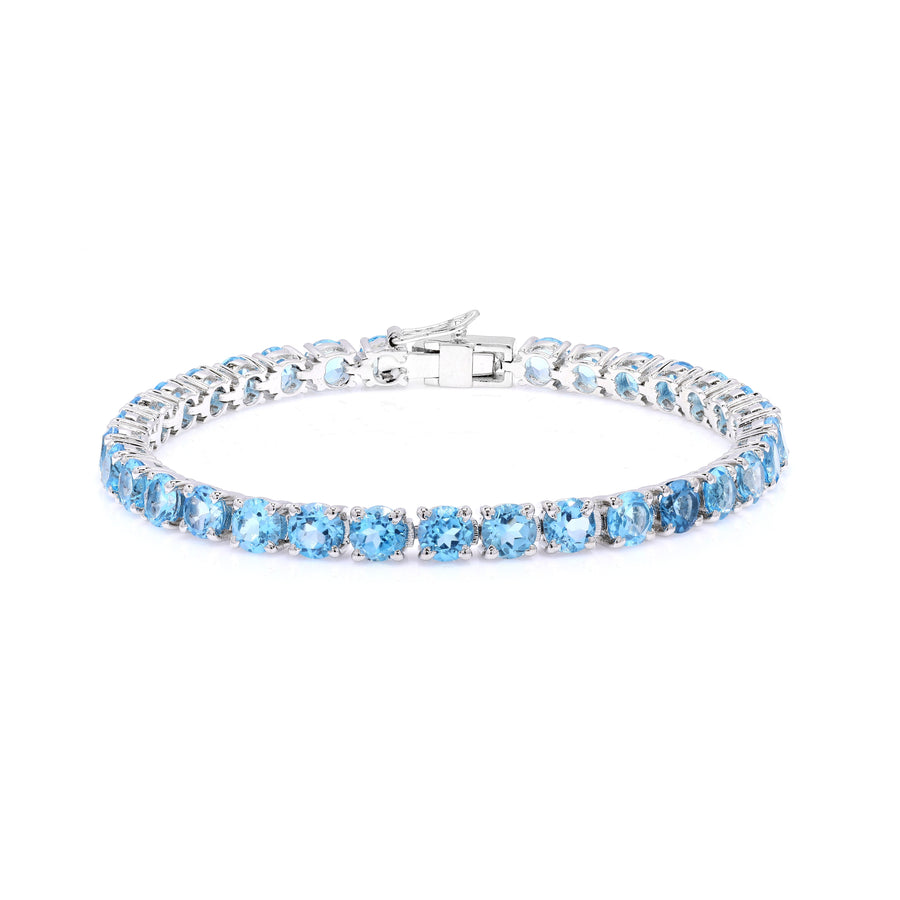 Sterling Silver Prong Swiss Blue Topaz 5mm Tennis Bracelet
