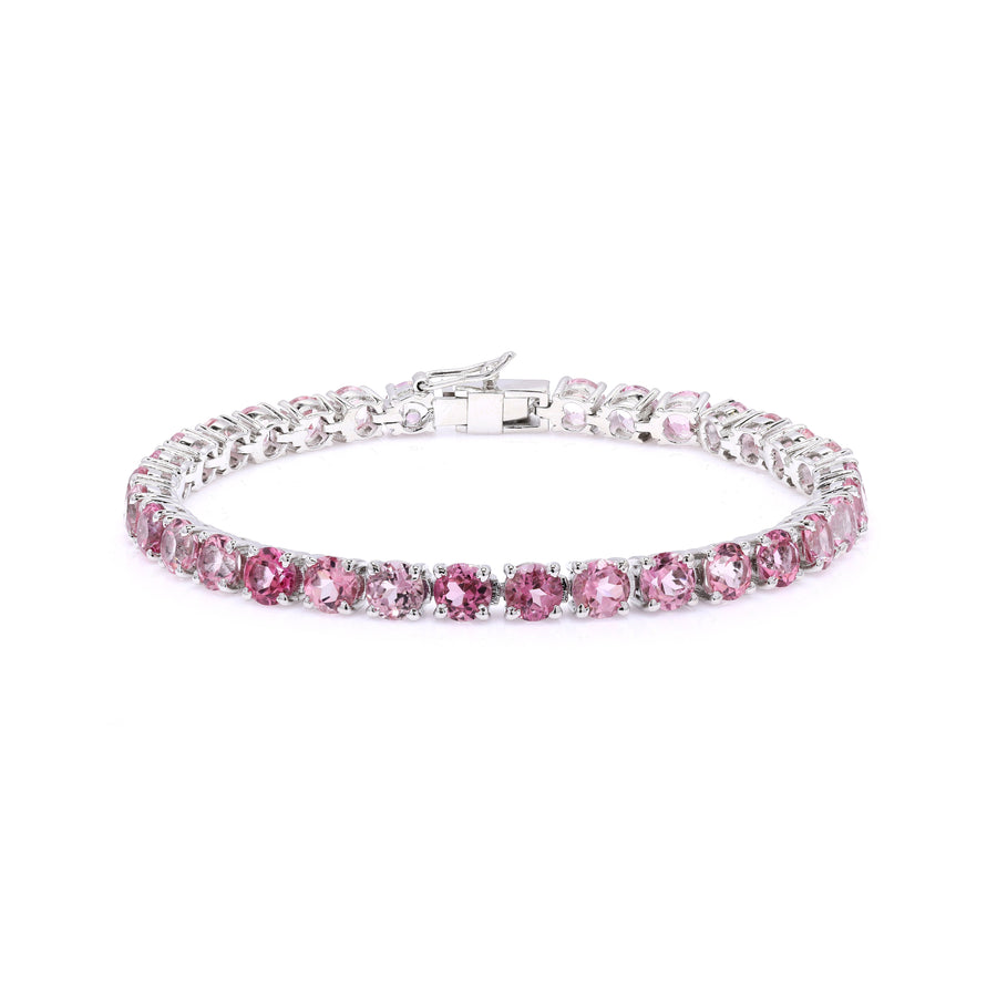 Sterling Silver Prong Pink Topaz 5mm Tennis Bracelet