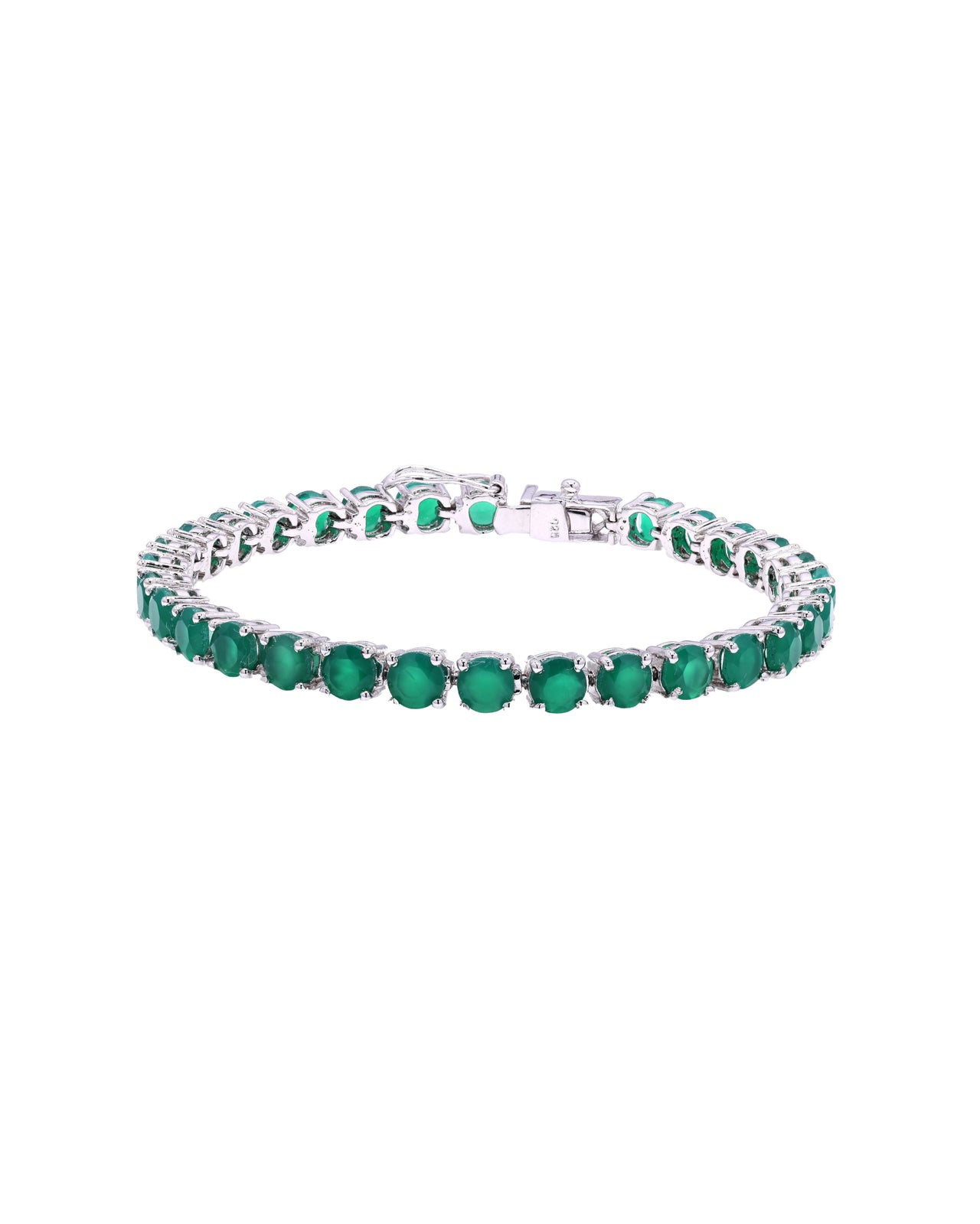Sterling Silver Prong Green Onyx 5mm Tennis Bracelet