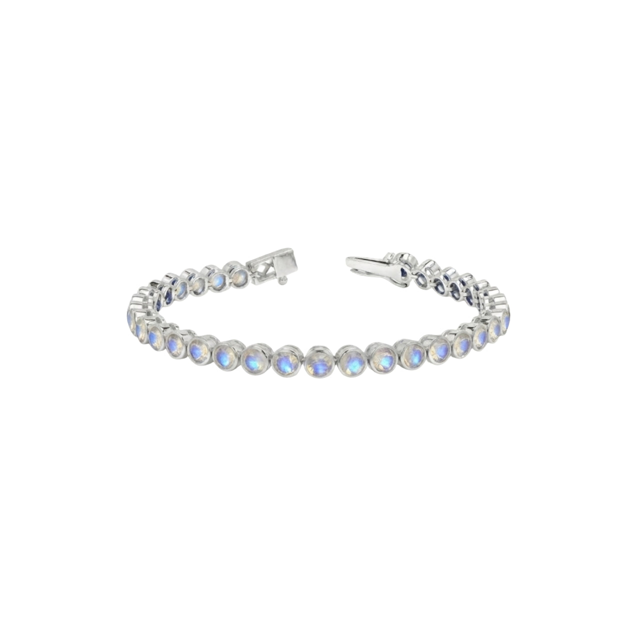 Sterling Silver Bezel Moonstone 4mm Tennis Bracelet