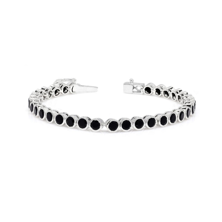 Sterling Silver Bezel Black Onyx 4mm Tennis Bracelet