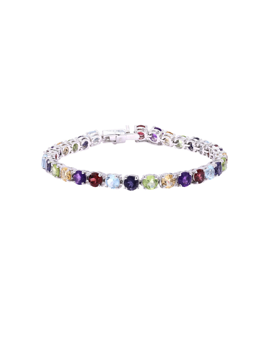 Sterling Silver Prong Multi Semi 5mm Tennis Bracelet