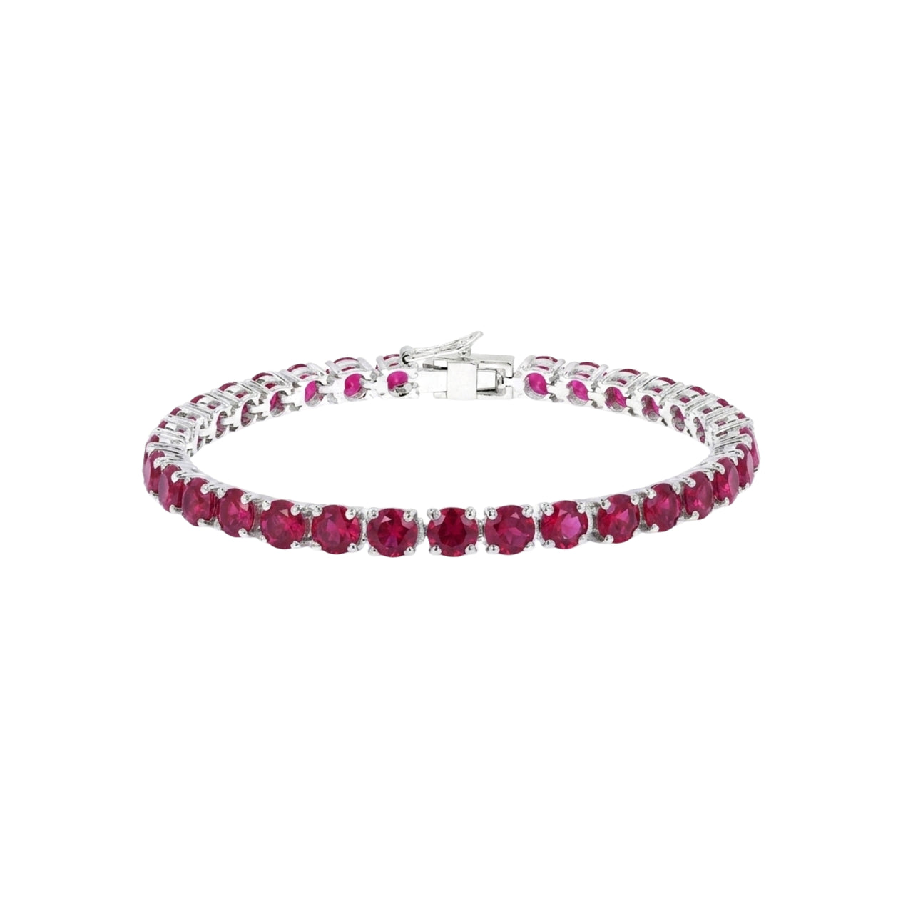 Sterling Silver Prong Ruby 5mm Tennis Bracelet