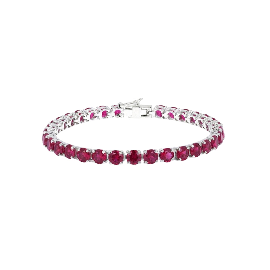 Sterling Silver Prong Ruby 5mm Tennis Bracelet