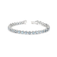 Thumbnail for Sterling Silver Bezel Blue Topaz 4mm Tennis Bracelet