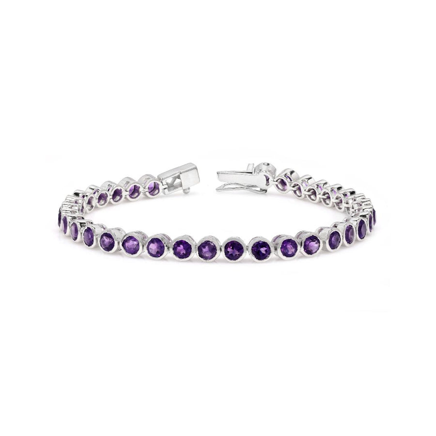 Sterling Silver Bezel Amethyst 4mm Tennis Bracelet