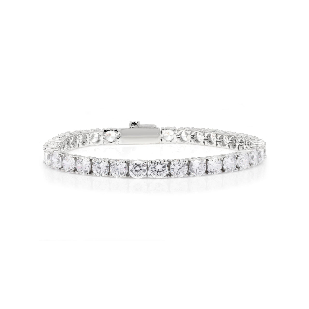 Sterling Silver Prong White CZ 5mm Tennis Bracelet