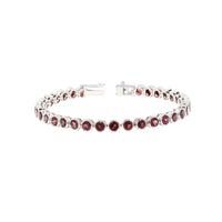 Thumbnail for Sterling Silver Bezel Garnet 4mm Tennis Bracelet