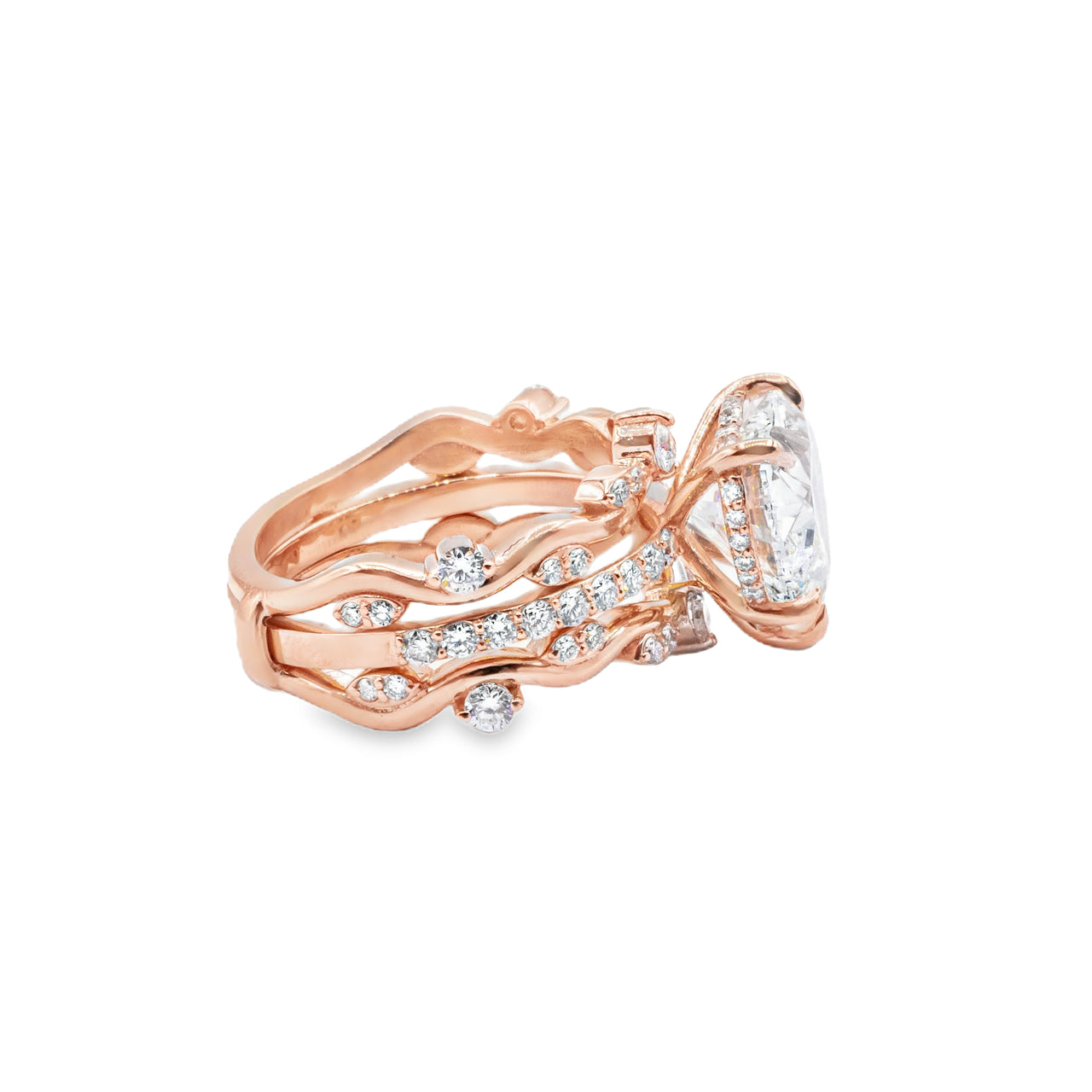 14K Rose Gold Heart Cut Lab Diamond Vine Engagement Ring 5.99 CTW