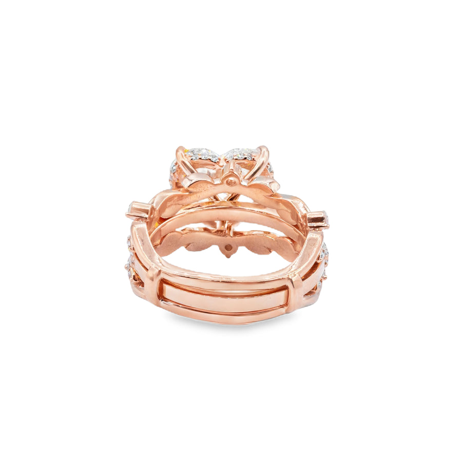 14K Rose Gold Heart Cut Lab Diamond Vine Engagement Ring 5.99 CTW