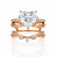 Thumbnail for 14K Rose Gold Heart Cut Lab Diamond Vine Engagement Ring 5.99 CTW