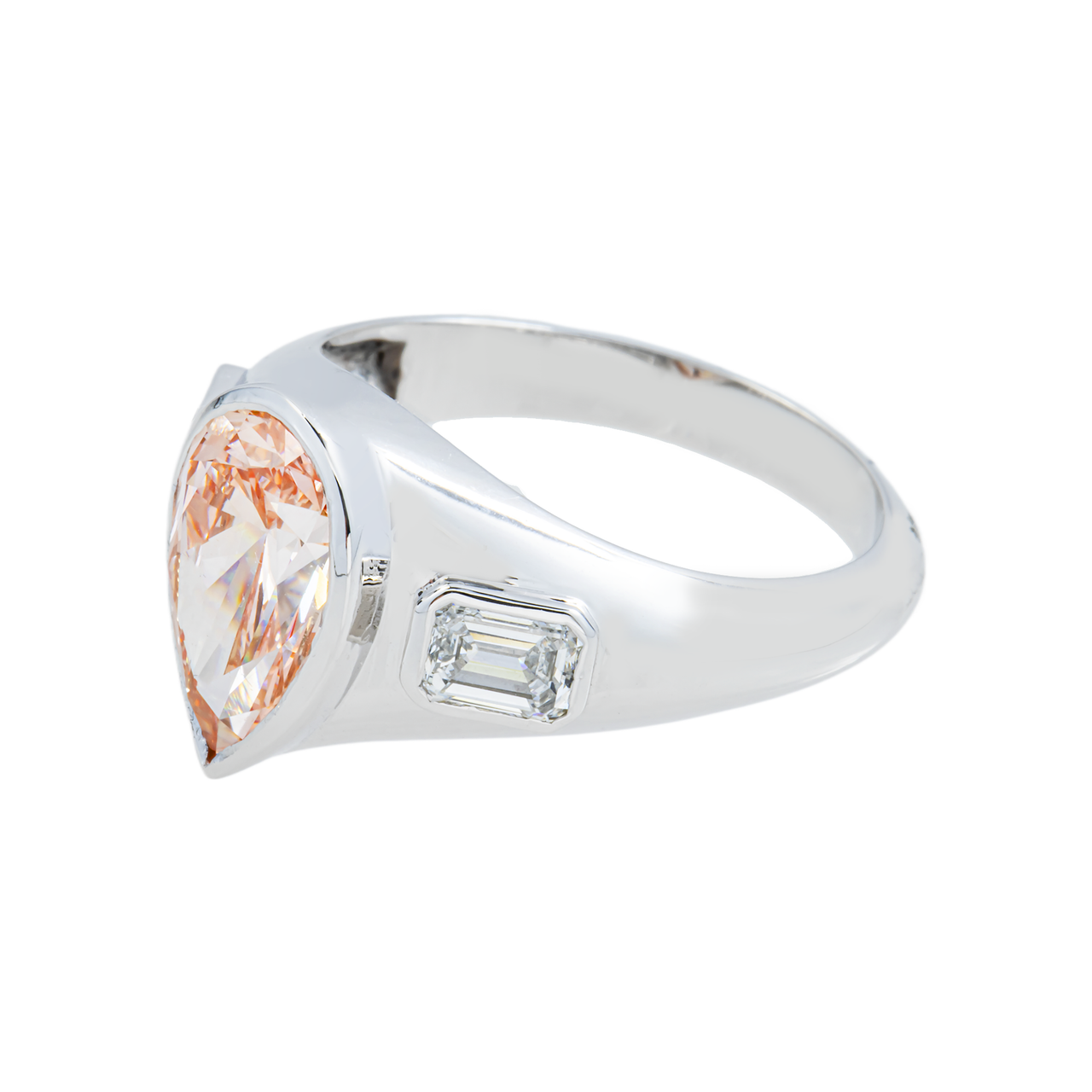 14k White Gold Colored Pear Shaped Lab Diamond Engagement Ring 2.64 ctw
