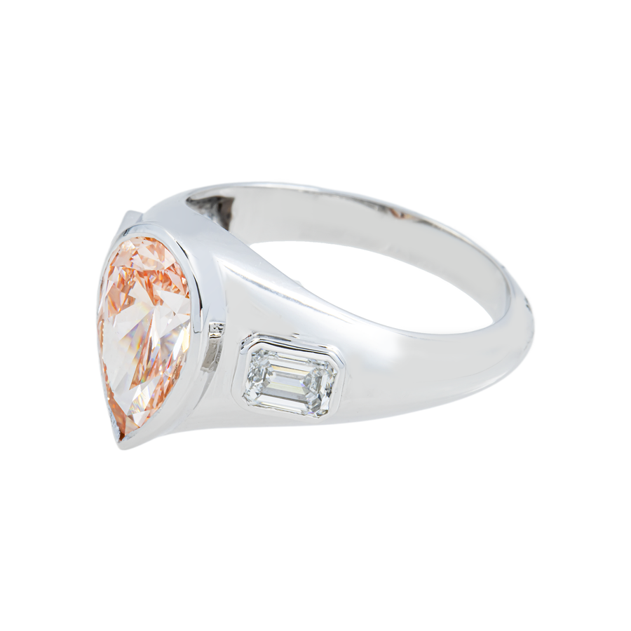 14k White Gold Colored Pear Shaped Lab Diamond Engagement Ring 2.64 ctw