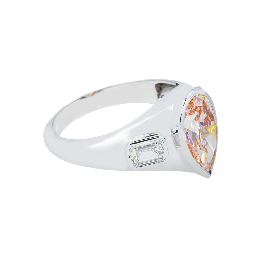 14k White Gold Colored Pear Shaped Lab Diamond Engagement Ring 2.64 ctw