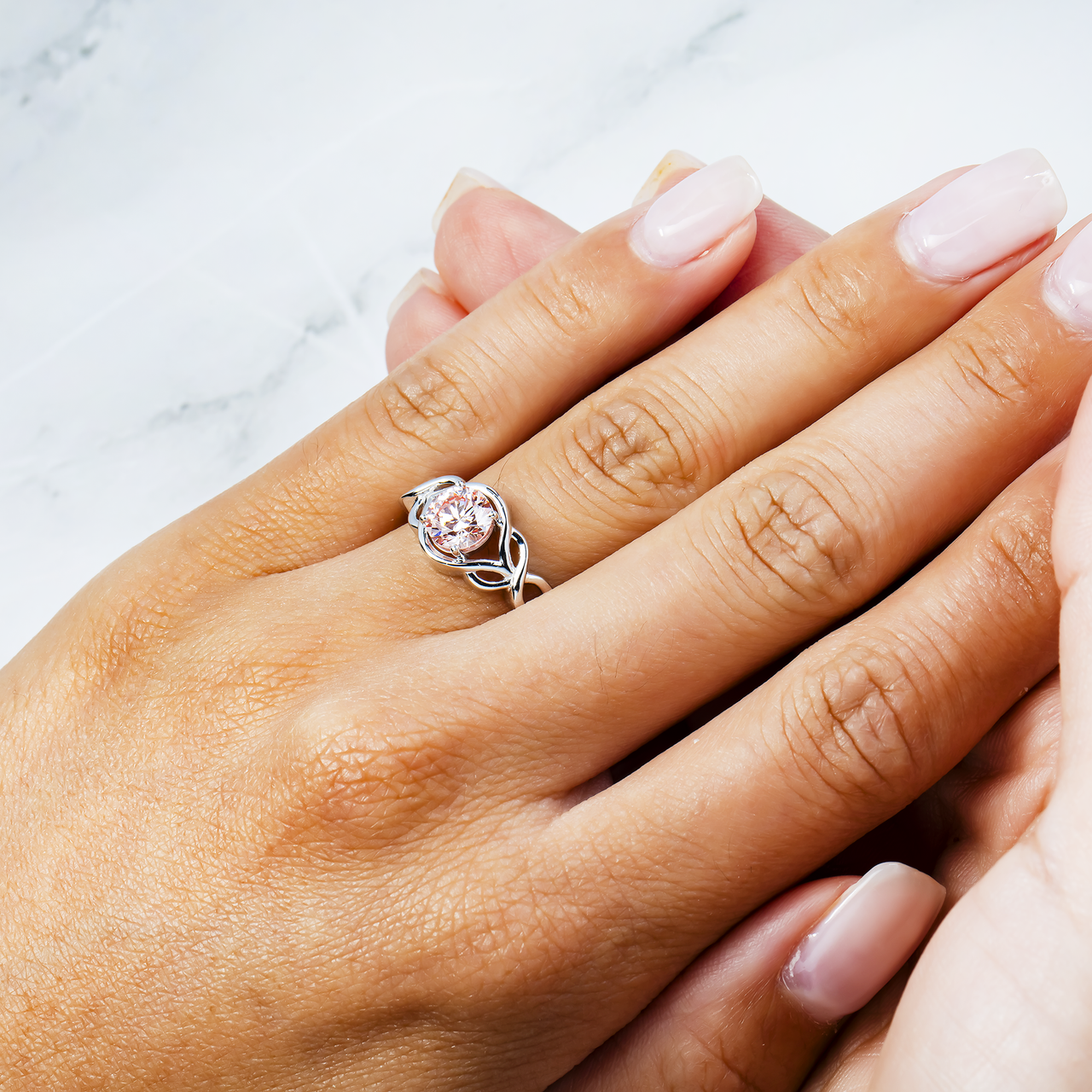 14k White Gold Colored Round Shaped Lab Diamond Engagement Ring 1.02 ctw