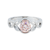 Thumbnail for 14k White Gold Colored Round Shaped Lab Diamond Engagement Ring 1.02 ctw
