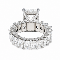 Thumbnail for 14K White Gold Cushion Cut Halo Engagement Ring 7.51 CT CVD Diamond Band