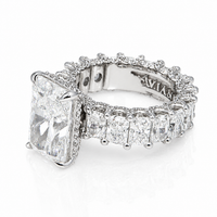 Thumbnail for 14K White Gold Cushion Cut Halo Engagement Ring 7.51 CT CVD Diamond Band