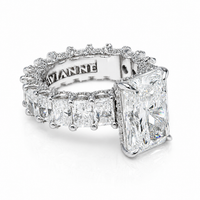 Thumbnail for 14K White Gold Cushion Cut Halo Engagement Ring 7.51 CT CVD Diamond Band