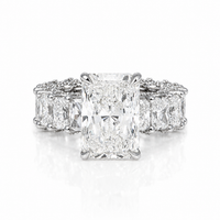 Thumbnail for 14K White Gold Cushion Cut Halo Engagement Ring 7.51 CT CVD Diamond Band
