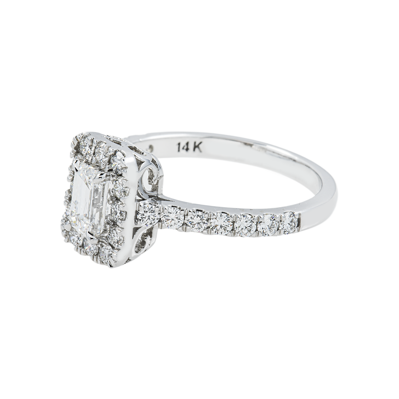14k White Gold Emerald Cut Lab Diamond Engagement Ring 1.26 ctw
