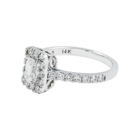Thumbnail for 14k White Gold Emerald Cut Lab Diamond Engagement Ring 1.26 ctw