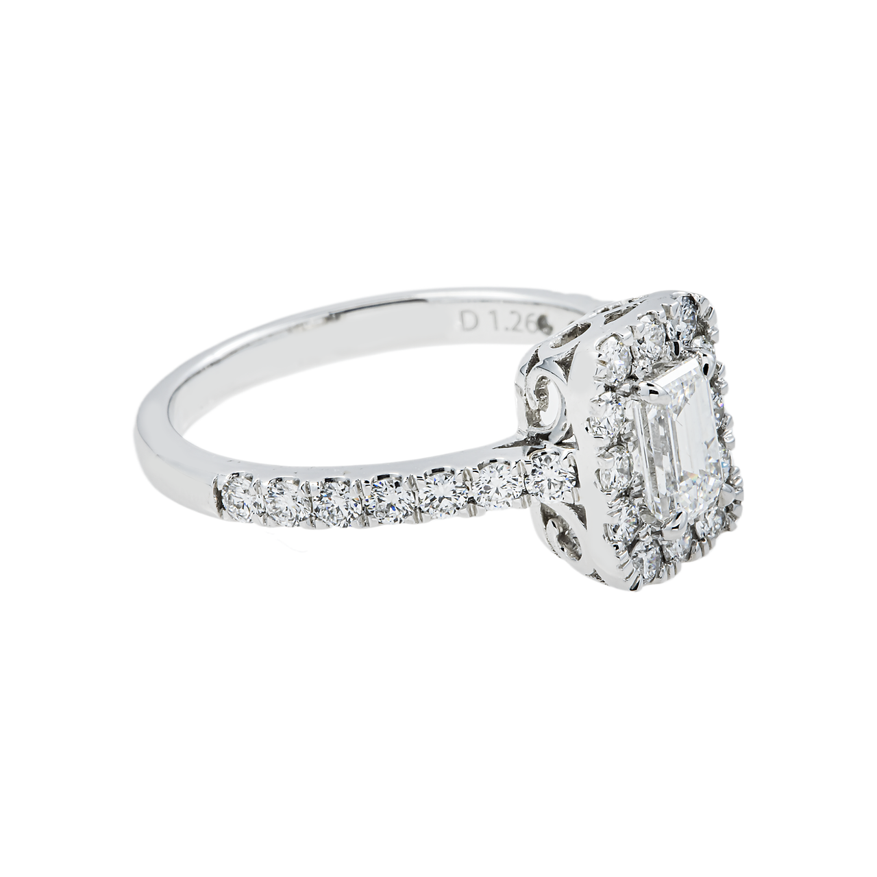 14k White Gold Emerald Cut Lab Diamond Engagement Ring 1.26 ctw
