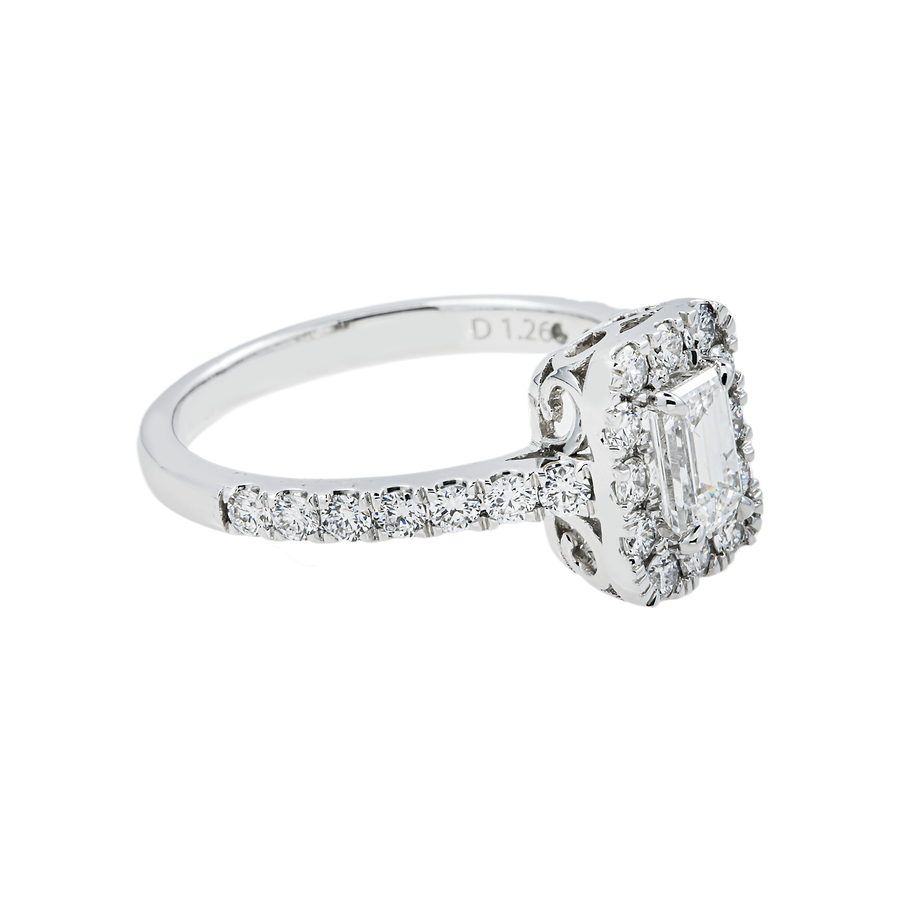 14k White Gold Emerald Cut Lab Diamond Engagement Ring 1.26 ctw
