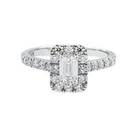 Thumbnail for 14k White Gold Emerald Cut Lab Diamond Engagement Ring 1.26 ctw