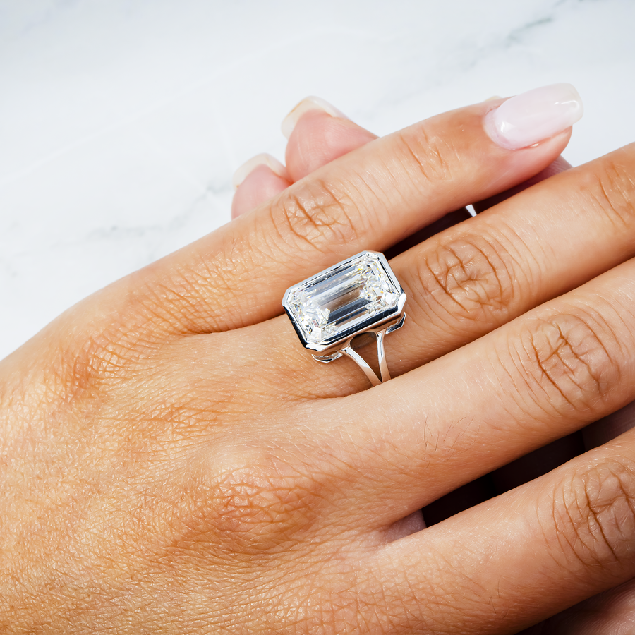 14k White Gold Emerald Cut Lab Diamond Engagement Ring 7.10 ctw