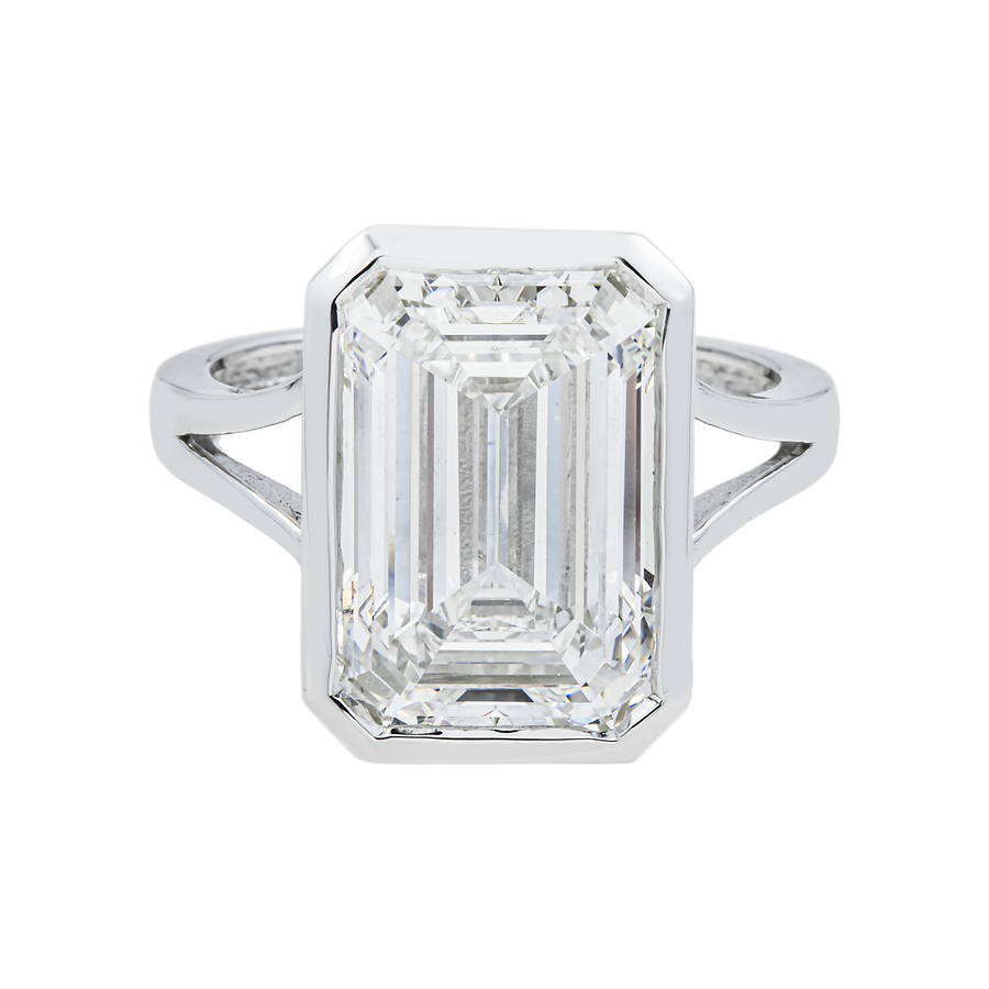 14k White Gold Emerald Cut Lab Diamond Engagement Ring 7.10 ctw