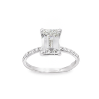 Thumbnail for 14k White Gold Lab Diamond Emerald Cut Engagement Ring 3.05 ctw