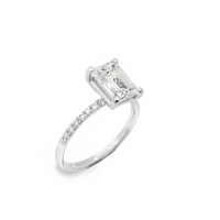 Thumbnail for 14k White Gold Lab Diamond Emerald Cut Engagement Ring 3.05 ctw
