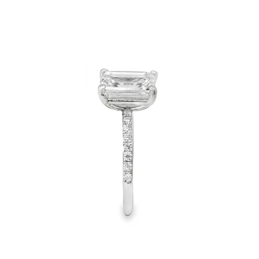 14k White Gold Lab Diamond Emerald Cut Engagement Ring 3.05 ctw