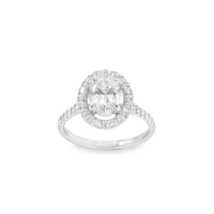 14k White Gold Lab Diamond Oval Shaped Engagement Ring 1.85 Ctw