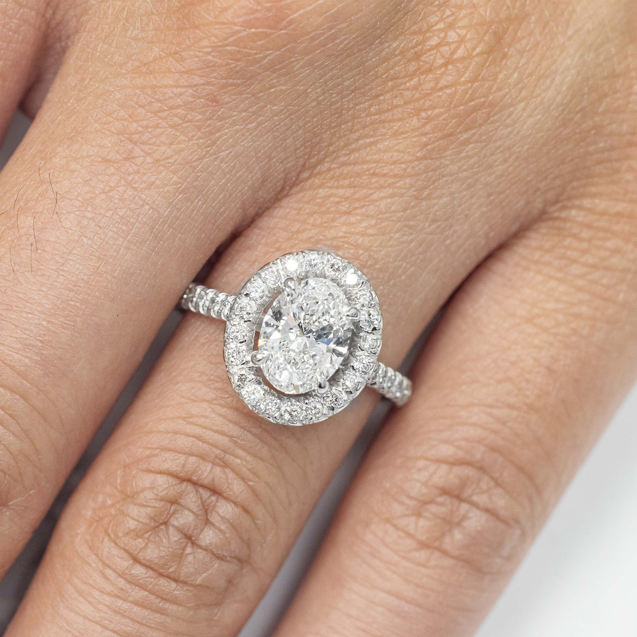14k White Gold Lab Diamond Oval Shaped Engagement Ring 1.85 Ctw