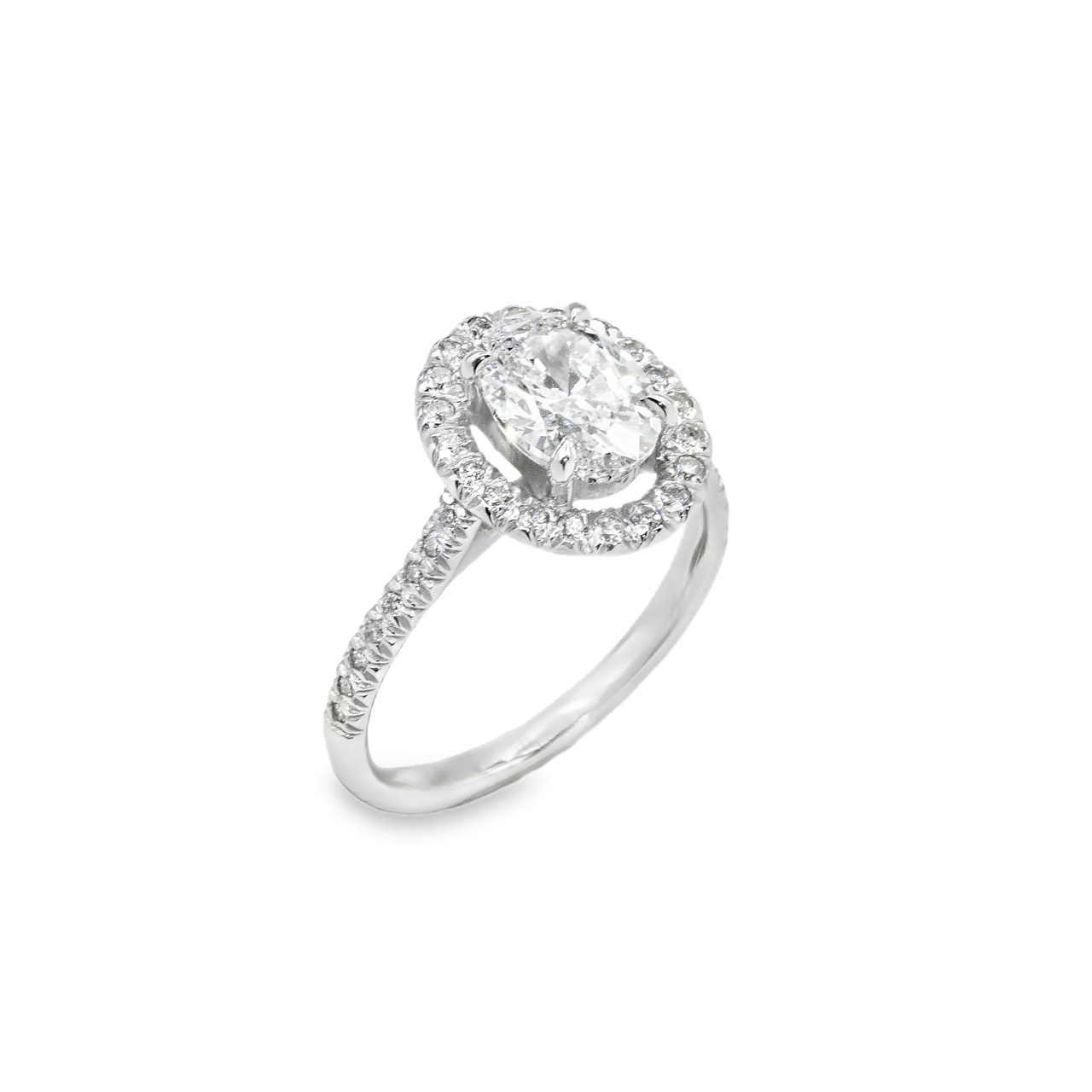 14k White Gold Lab Diamond Oval Shaped Engagement Ring 1.85 Ctw