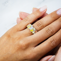 Thumbnail for 14k White Gold Multi Color Fancy Lab Diamond Engagement Ring 2.52 ctw