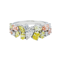 Thumbnail for 14k White Gold Multi Color Fancy Lab Diamond Engagement Ring 2.52 ctw