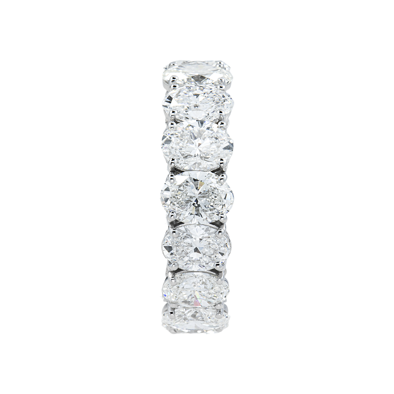 14k White Gold Oval Shaped Lab Diamond Eternity Ring 8.06 ctw