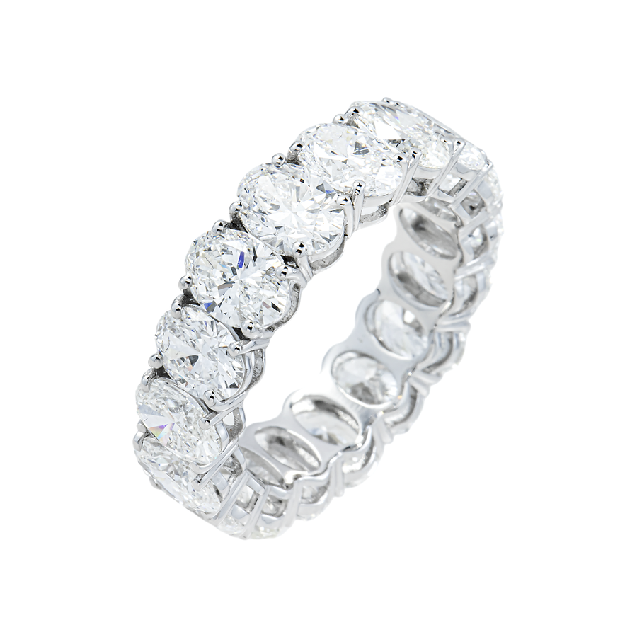 14k White Gold Oval Shaped Lab Diamond Eternity Ring 8.06 ctw
