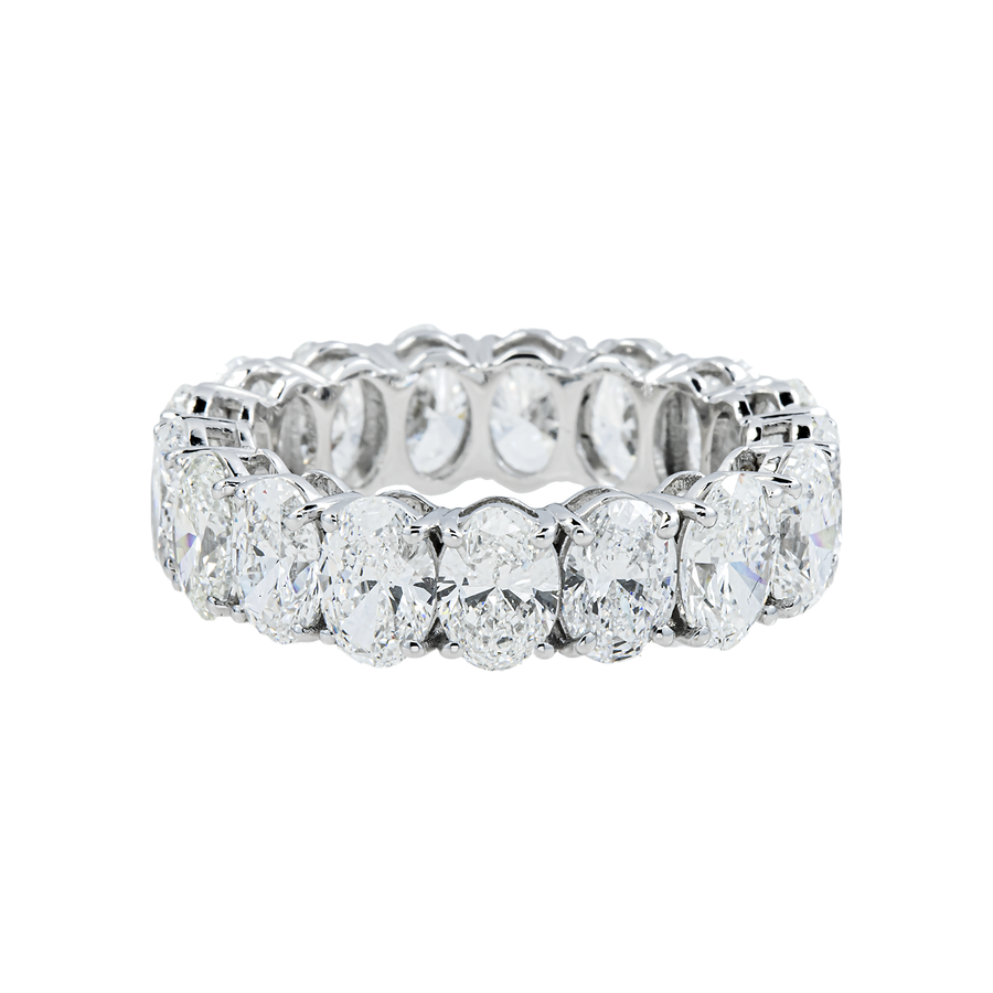 14k White Gold Oval Shaped Lab Diamond Eternity Ring 8.06 ctw
