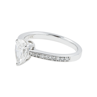 Thumbnail for 14k White Gold Pear Shaped Lab Diamond Engagement Ring 1.13 ctw